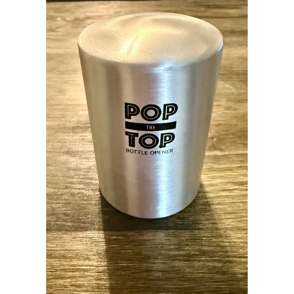 Ta Za! Pop The Top Bottle Opener Excellent Brushed Silver Automatic Decapper